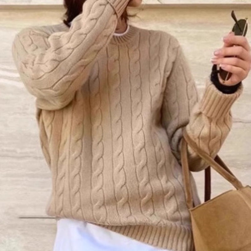 Women's Kastiger Cable Knit Sweater with Round Neck, Extra Soft Wool Blend and Ribbed Cuffs Mune Fashion