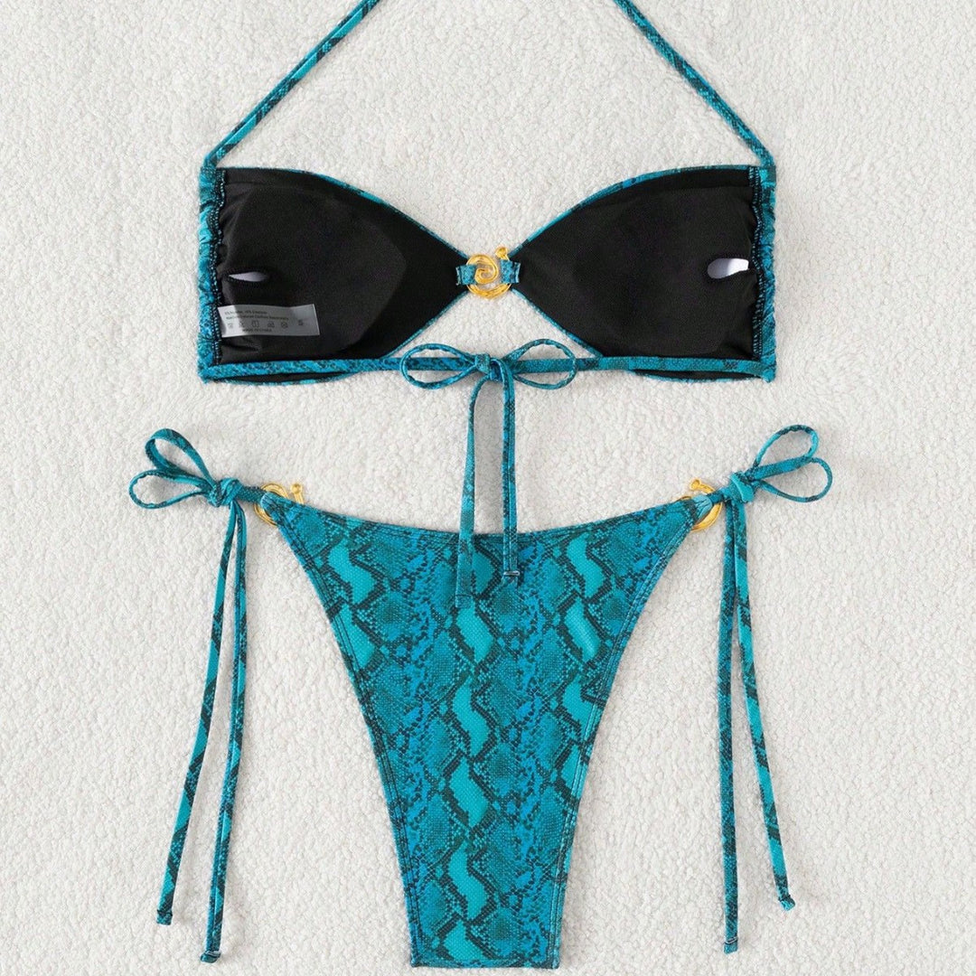 Women's triangle bikini with floral design and adjustable straps Mune Fashion