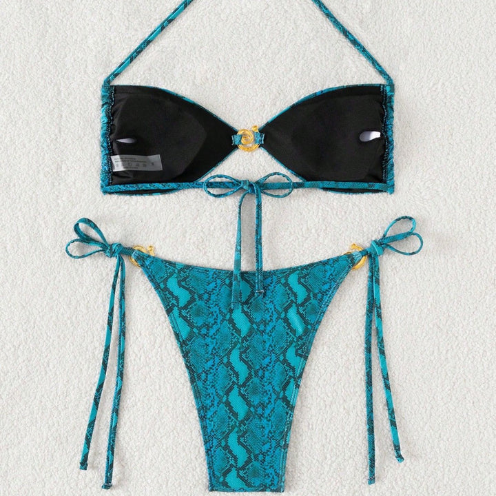 Women's triangle bikini with floral design and adjustable straps Mune Fashion