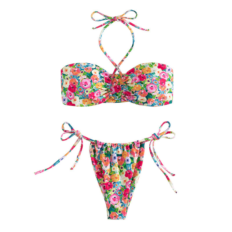 Women's Bandeau Bikini with Playful Flower Design Mune Fashion