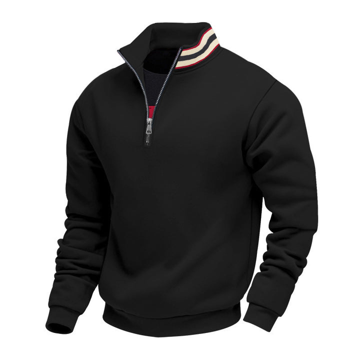 Men's half-zip sweatshirt with sporty ring collar and soft fleece inner lining Mune Fashion