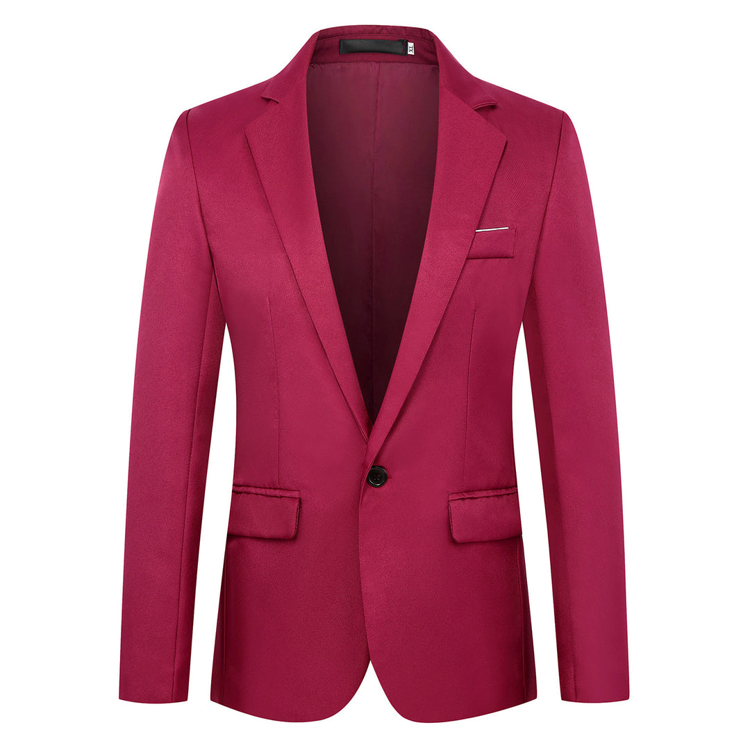 Men's fitted satin blazer with slim silhouette, notch lapel and decorative chest piping Mune Fashion