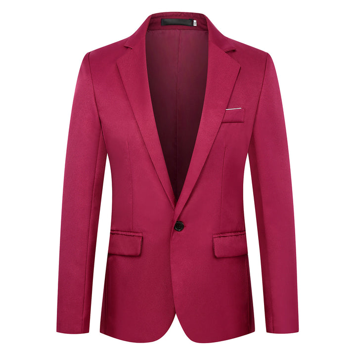 Men's fitted satin blazer with slim silhouette, notch lapel and decorative chest piping Mune Fashion