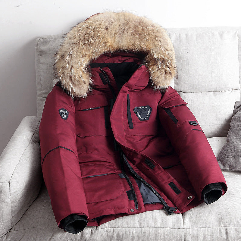 Men's sturdy winter parka with faux fur hood, padded thermal lining, and multifunction pockets Mune Fashion