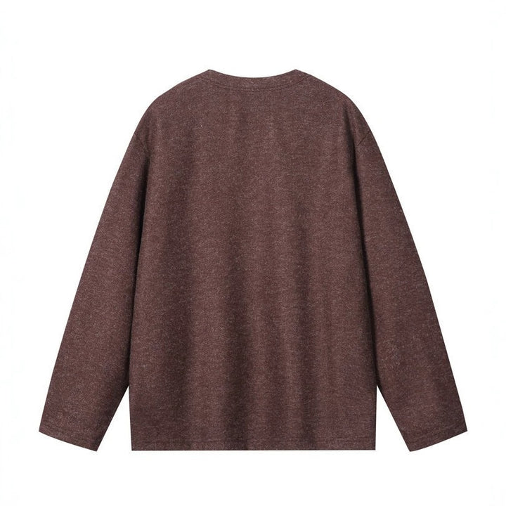 Men's Oversize Sweatshirt with V-Neck and Mélange Texture Mune Fashion