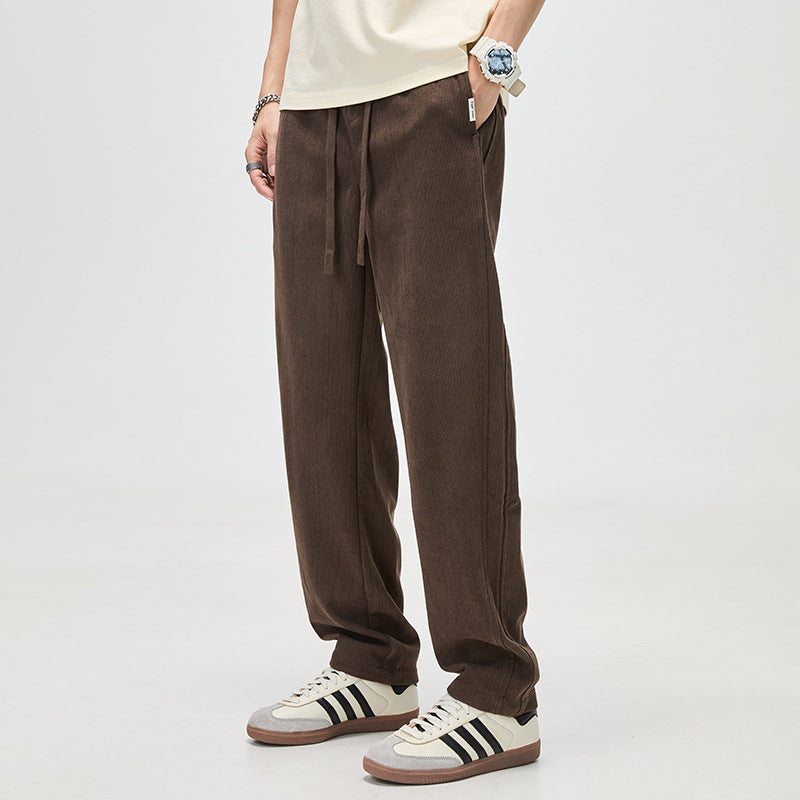 Men's Casual Corduroy Sweatpants with Drawstring and Straight Cut Mune Fashion