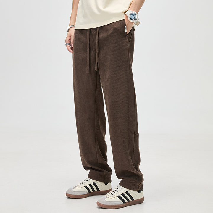 Men's Casual Corduroy Sweatpants with Drawstring and Straight Cut Mune Fashion