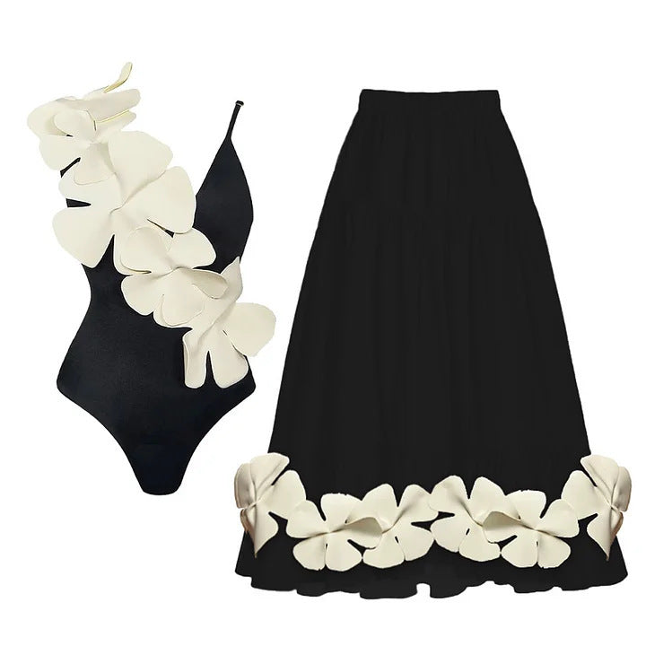 Ladies swimsuit with elaborate 3D flower applications Mune Fashion