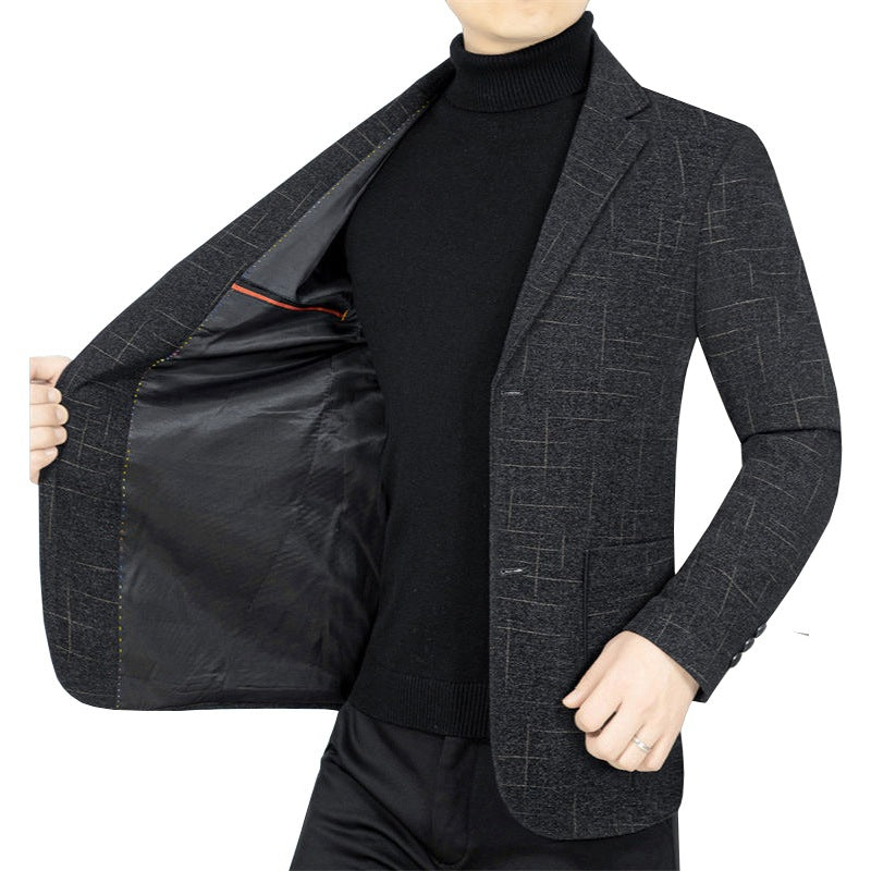 Men's Slim-Fit Blazer made of wool blend with subtle check pattern Mune Fashion