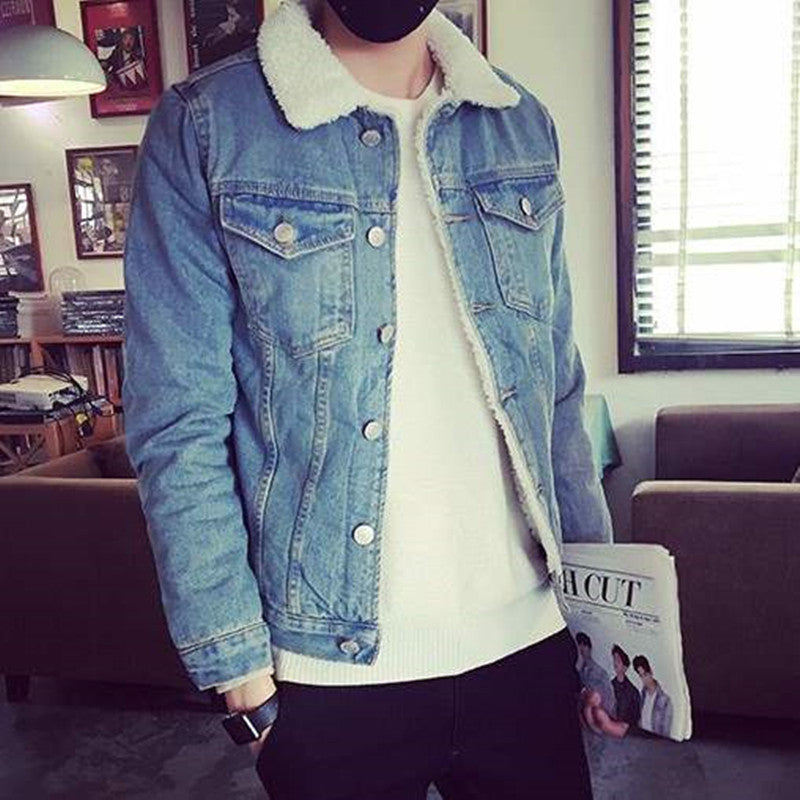 Men's Denim Jacket with Teddy Lining Mune Fashion