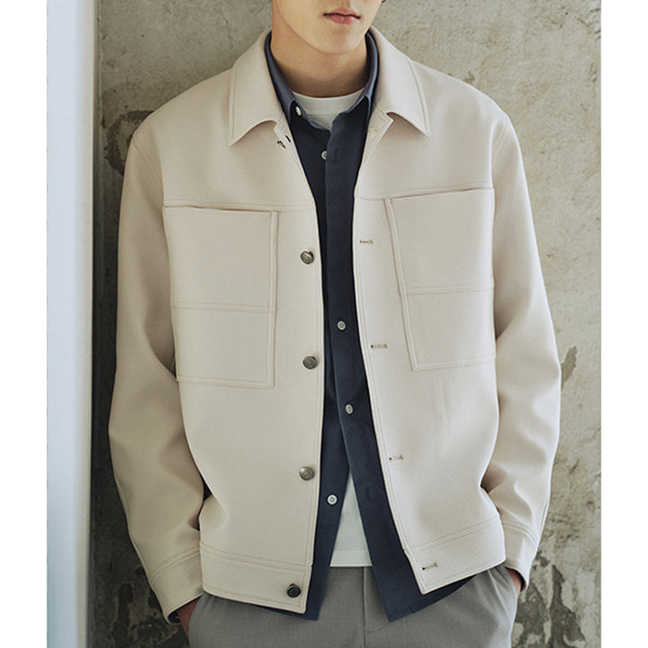 Men's Boxy Shirt Jacket with Large Patch Chest Pockets Mune Fashion
