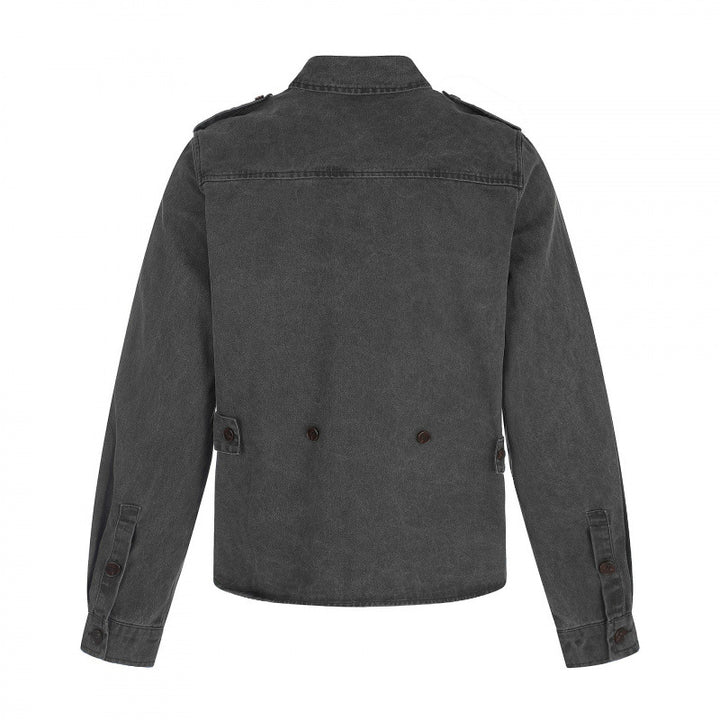 Women Boxy Overshirt Jacket made of Denim with Shoulder Flaps and Patch Chest Pockets Mune Fashion