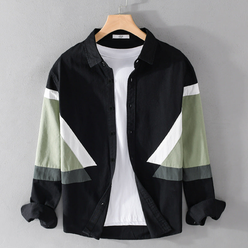 Men's colorblock shirt made of cotton blend with long sleeves and contrasting panels Mune Fashion