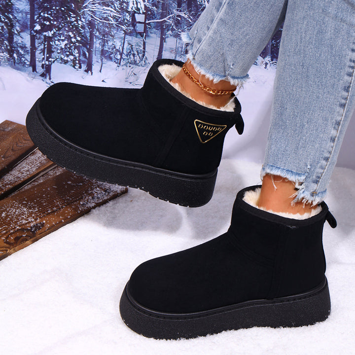 Women Cushioned Platform Ankle Boots in Suede Look with Teddy Lining Mune Fashion