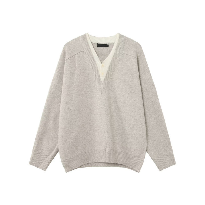 Men's Elegant V-Neck Chunky Knit Sweater Mune Fashion