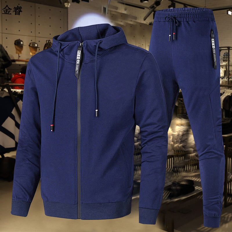 Men's two-piece training set with full zip hoodie, drawstring, and tapered jogging pants Mune Fashion