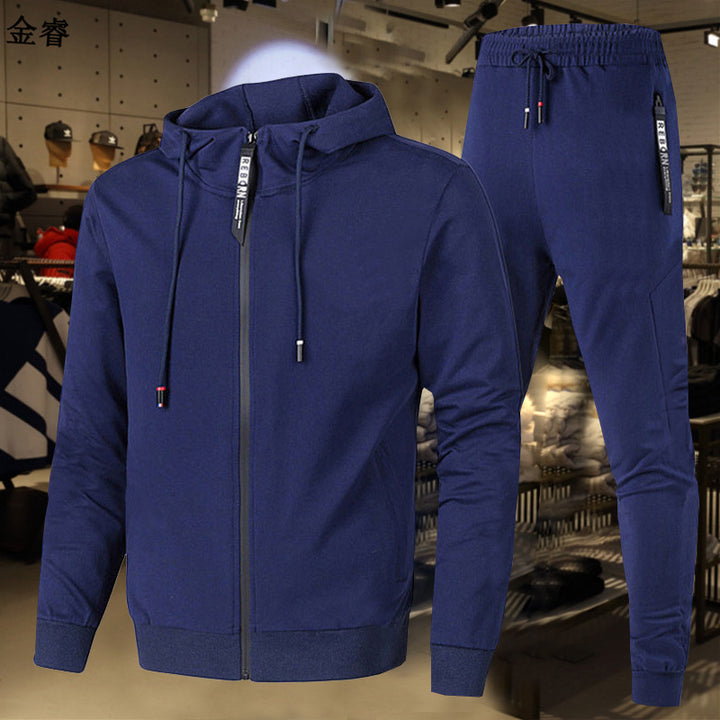 Men's two-piece training set with full zip hoodie, drawstring, and tapered jogging pants Mune Fashion