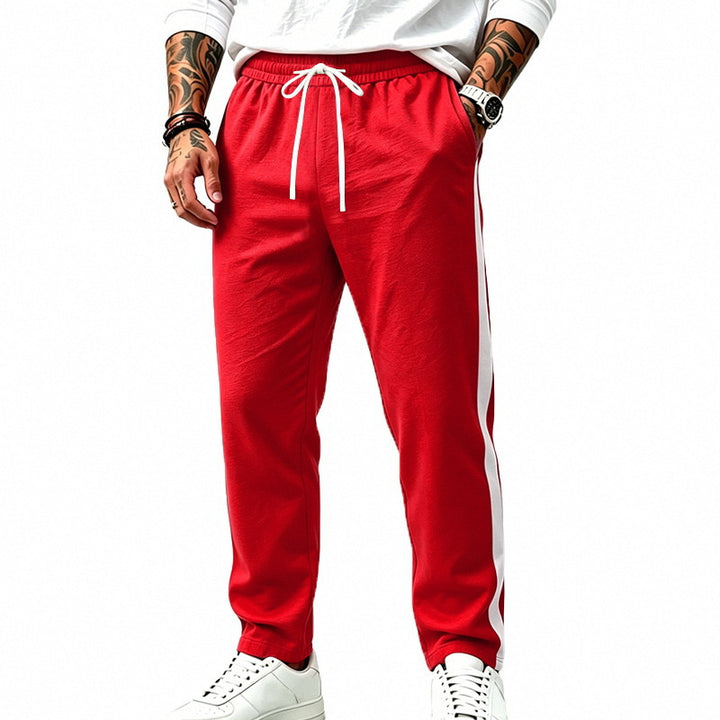 Men's Athletic Jogging Pants with Contrast Stripes, Elastic Waistband and Straight Leg Mune Fashion