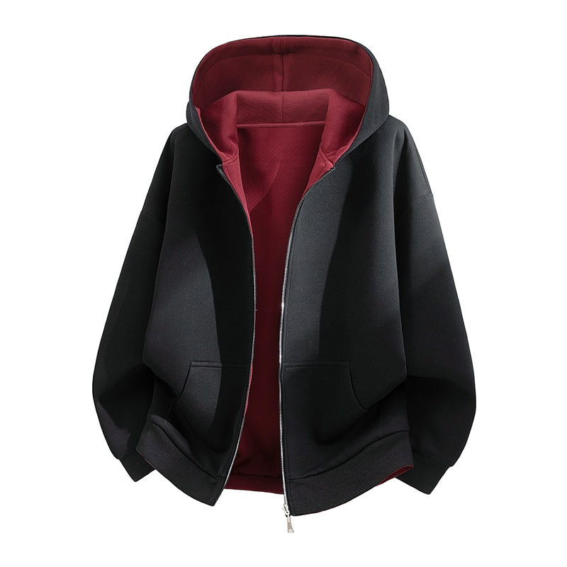Unisex Oversize Zip-Hoodie with two-tone lining, boxy cut & two-way zipper Mune Fashion