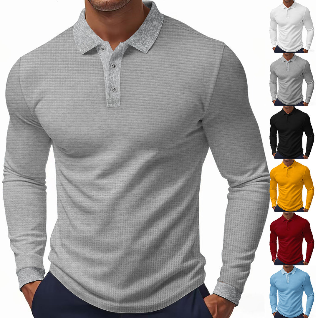 Men's long-sleeved polo shirt made of textured jersey with slim fit and polo collar Mune Fashion