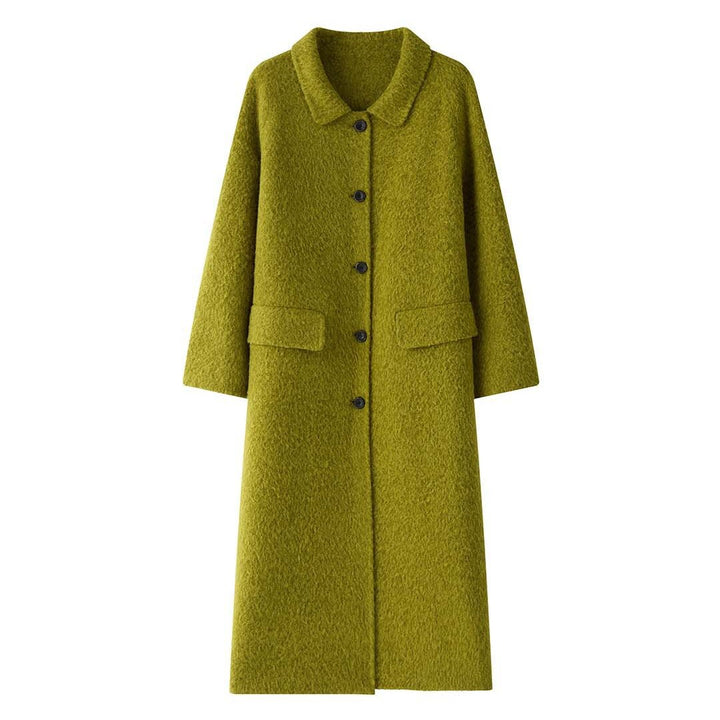 Women's Wide Cut Wool Blend Coat with Boucle Texture and Patch Pockets Mune Fashion
