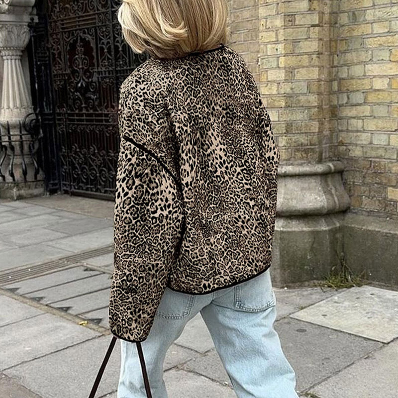 Women's Casual Bomber Jacket with Leo Pattern Mune Fashion