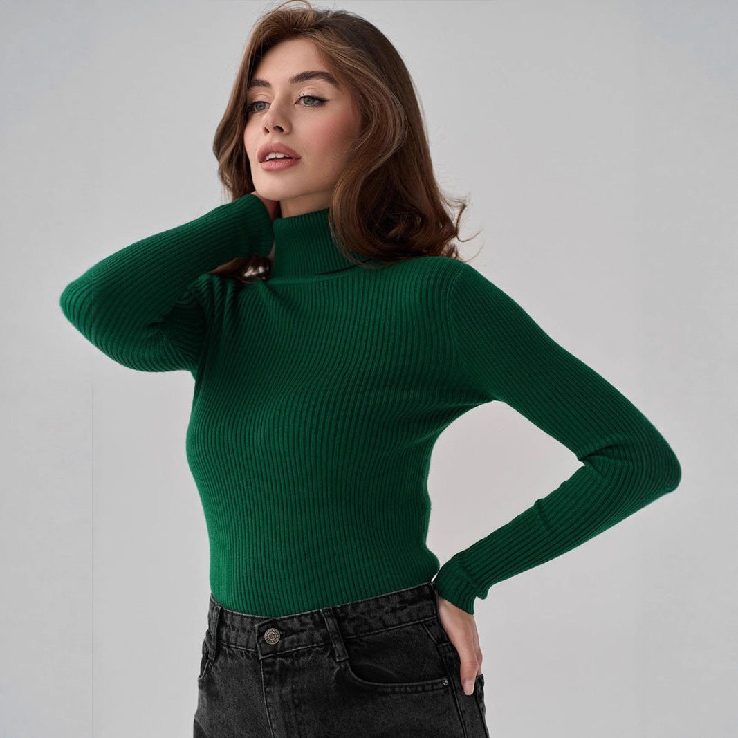 Women's Figure-Hugging Ribbed Roll Neck Sweater Mune Fashion
