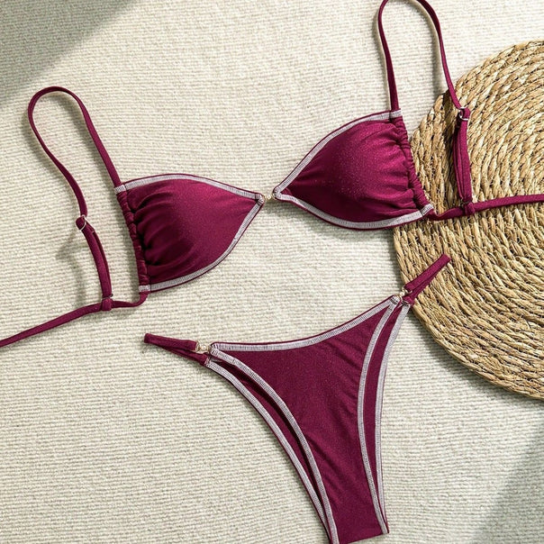 Women's Triangle Bikini with Glittering Accents Mune Fashion
