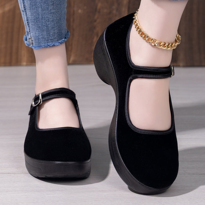 Women's nan Mary-Jane comfort slipper with adjustable strap, orthopedically inspired wedge insole and grippy lightweight profile sole Mune Fashion