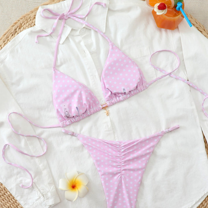 Ladies Colorfully Polka-Dotted Triangle Bikini Mune Fashion