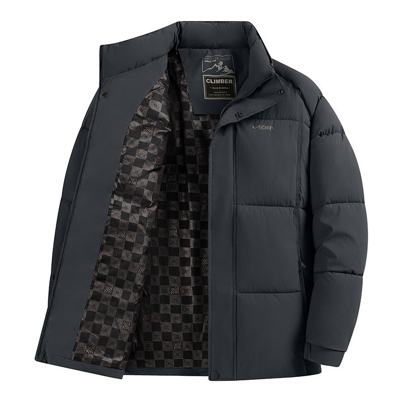 Men's Padded Winter Quilted Jacket with Stand-Up Collar, Thermal Lining & Concealed Zipper Mune Fashion