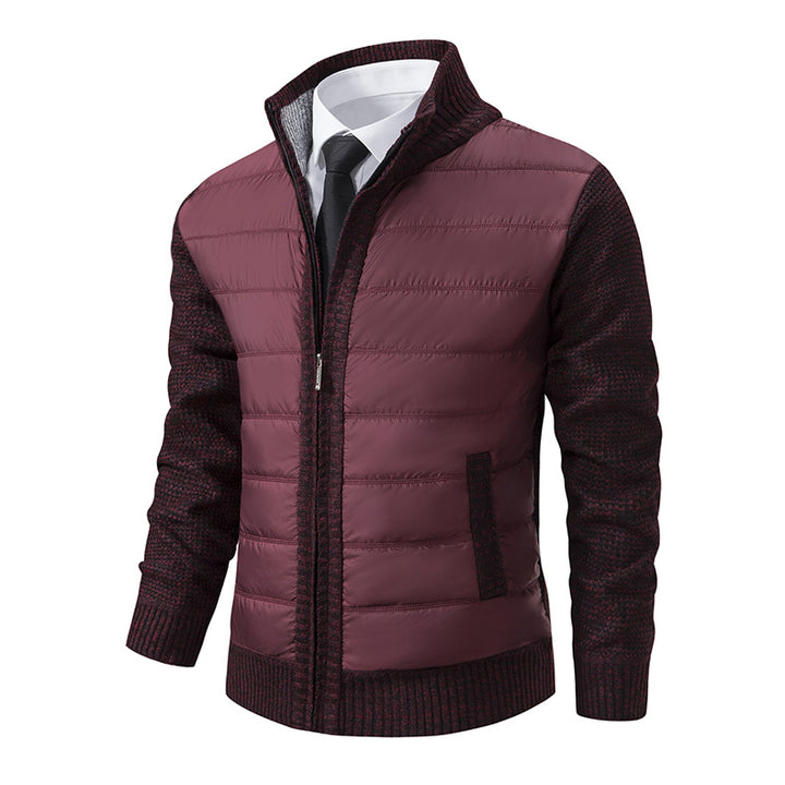 Men's quilted hybrid cardigan with stand-up collar, zipper, and slip pockets Mune Fashion