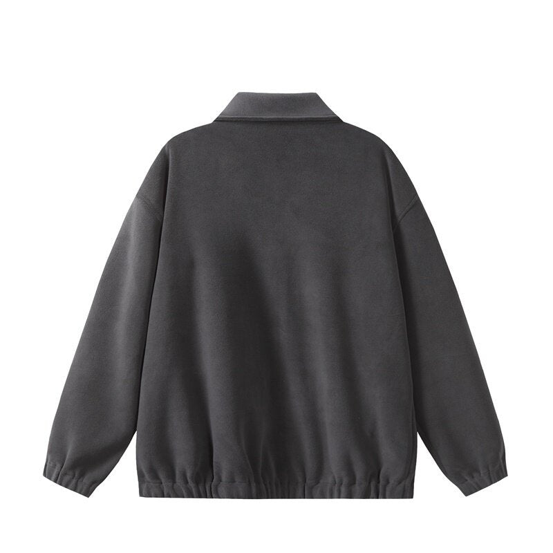 Unisex fleece blouson jacket in boxy cut with shirt collar, full zip and elastic hem Mune Fashion