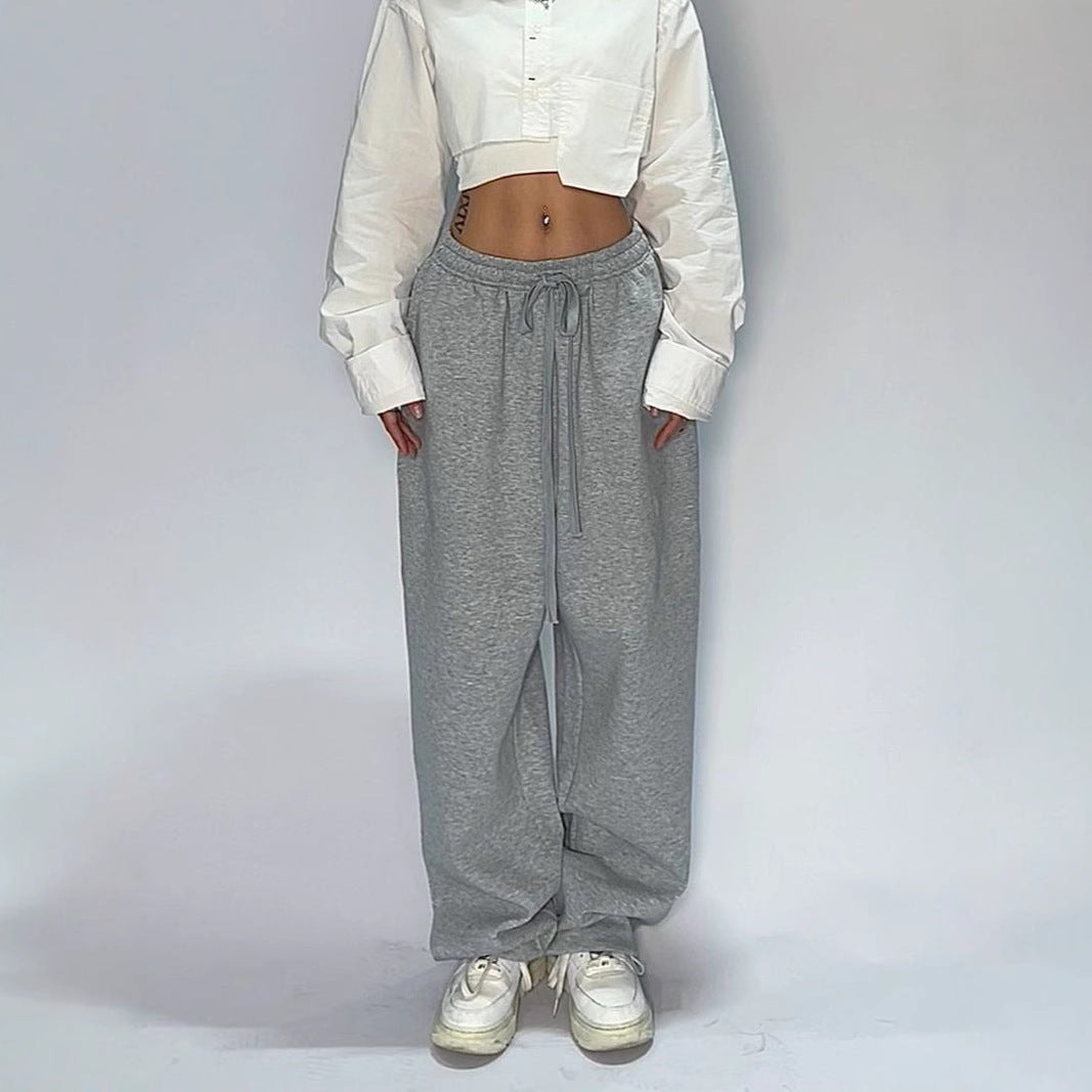 Women's wide cut lounge pants with high waistband, extra wide leg and drawstring Mune Fashion