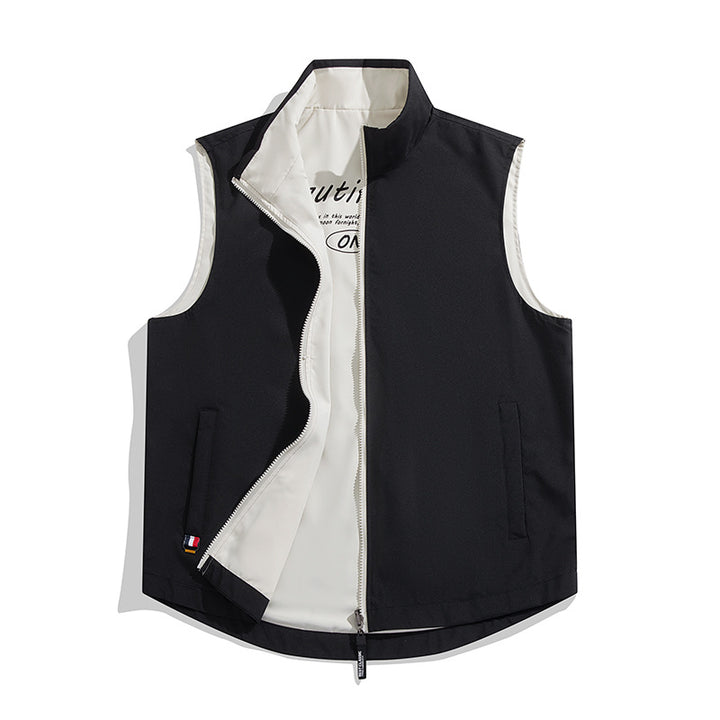 Unisex Reversible Padded Vest with High Collar, Windproof Outer Layer and Contrasted Inner Lining Mune Fashion