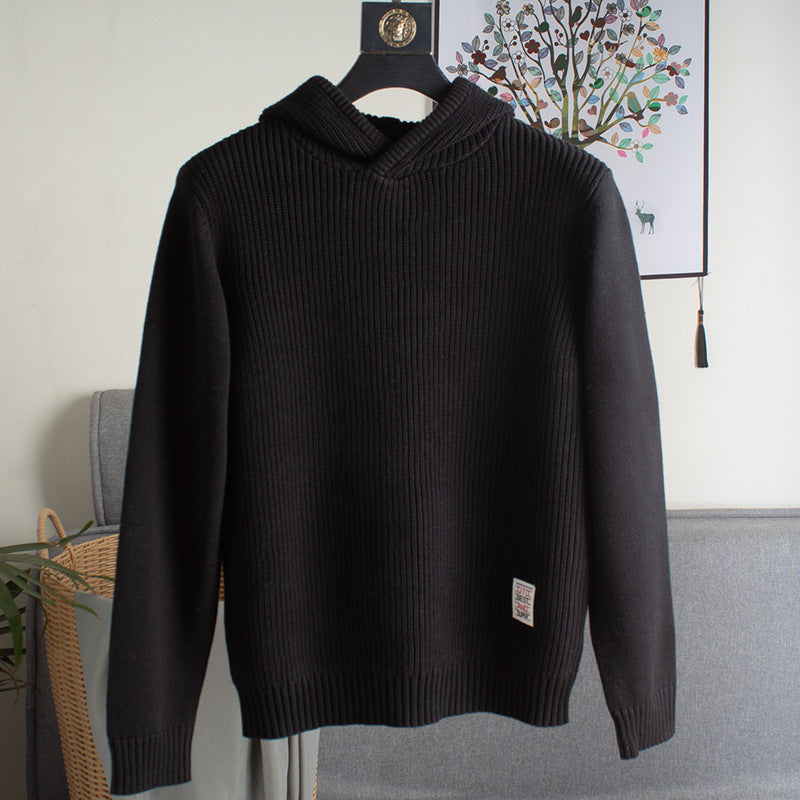 Men's Coarse Ribbed Hoodie with Smooth Sleeves and Ribbed Hem Mune Fashion