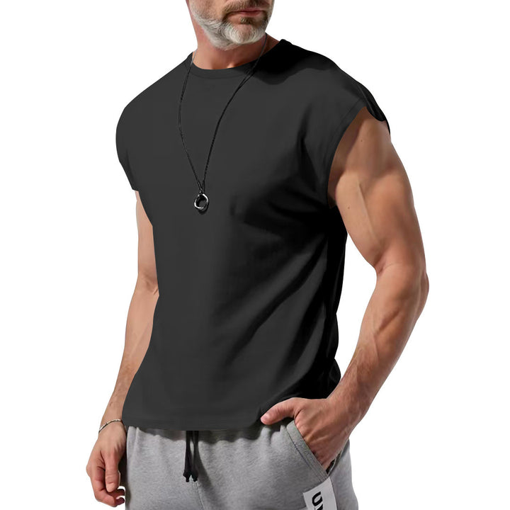 Men's lightweight athletic sleeveless muscle shirt with raw arm finish and elastic cotton blend Mune Fashion