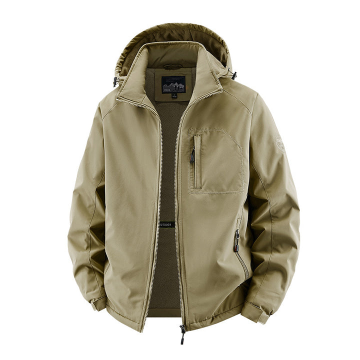 Men's Windproof Softshell Thermal Jacket with Fleece Lining and Hood Mune Fashion