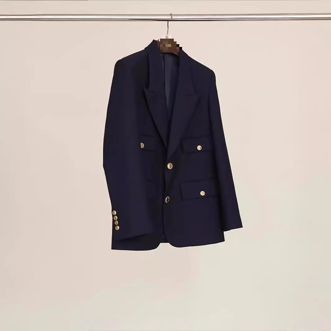 Women Elegant Double-breasted Blazer Mune Fashion