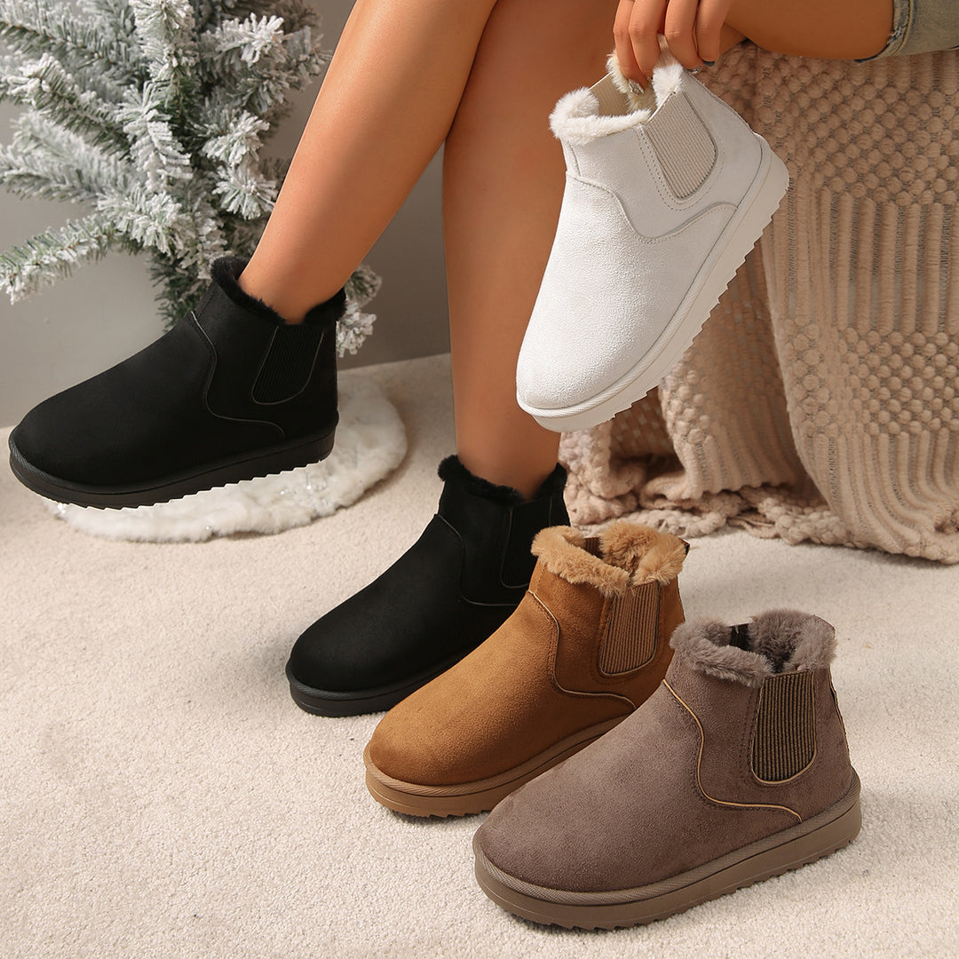 Women's Insulated Chelsea Winter Booties with Elastic Insert and Teddy Fur Lining Mune Fashion