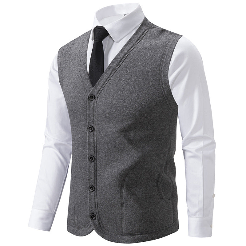 Men's Sleeveless Fine Knit Vest with V-Neck and Continuous Button Placket Mune Fashion