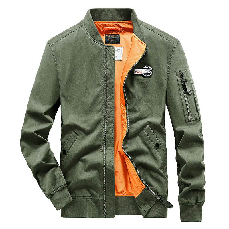 Men's bomber jacket in pilot style with contrasting inner lining and arm pocket Mune Fashion