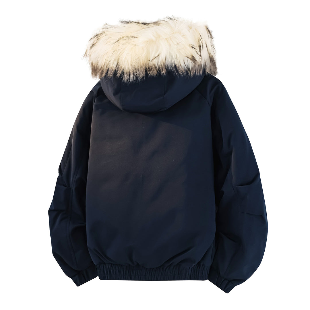 Men's Fashionable Winter Jacket with Removable Faux Fur Collar Mune Fashion