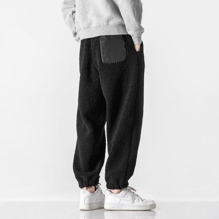 Men's Teddy Fleece Jogging Pants with Elastic Waistband, Drawstring, and Cuffs Mune Fashion