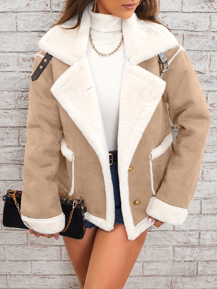 Ladies short-cut lambskin look pilot jacket Mune Fashion