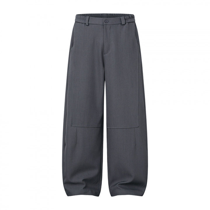 Women Wide Culotte Pants with Knee Patches, Elastic Back Waistband and Patch Pockets Mune Fashion