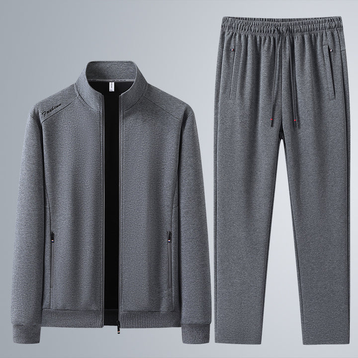 Men's Two-Piece Sports Lounge Set with Stand Collar, Concealed Zipper & Drawstring Mune Fashion