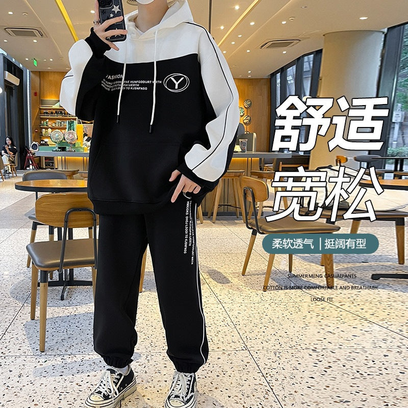 Men's Oversize Training Set with Block Design Hoodie and Tapered Jogging Pants Mune Fashion