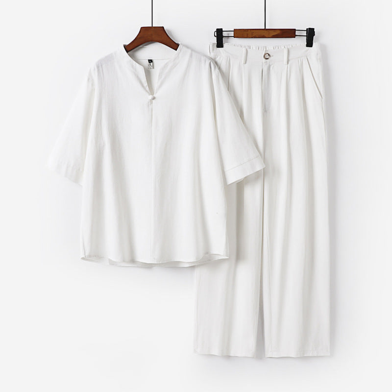 Men's Two-Piece Lightweight Leisure Set with Stand Collar and Elastic Waist Pants Mune Fashion