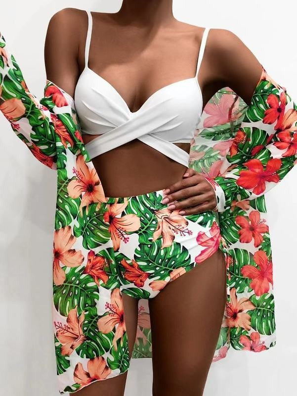 Women's beach dress with floral pattern and lightweight transparent fabric Mune Fashion